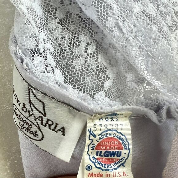 Vintage 70s Long Light Purple Lilac Ruffled Lace Maxi Dress Creations by Aria - Picture 12 of 16